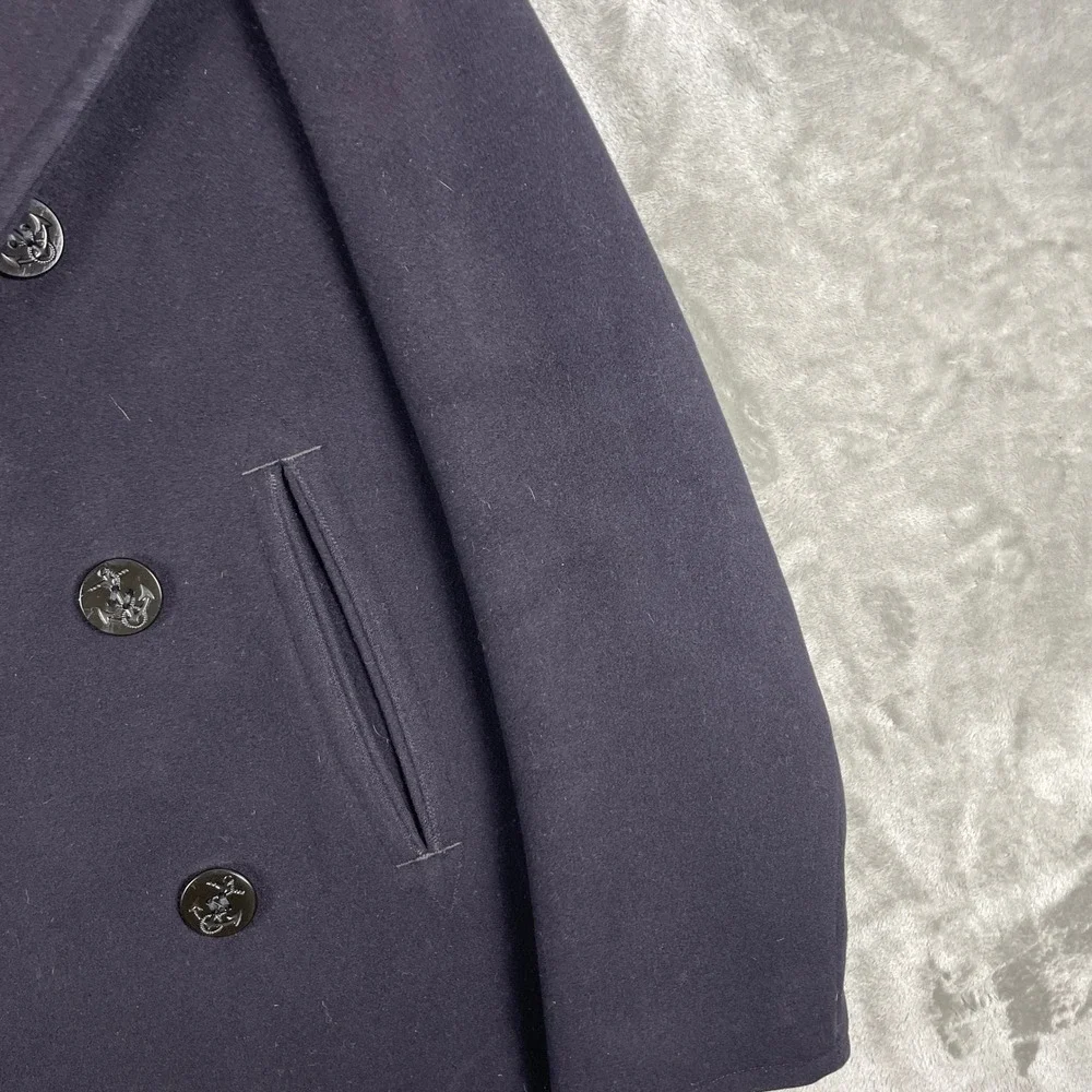Vintage 60s US Navy Pea Coat Men 34 Navy Wool Double Breasted 1967 Jacket